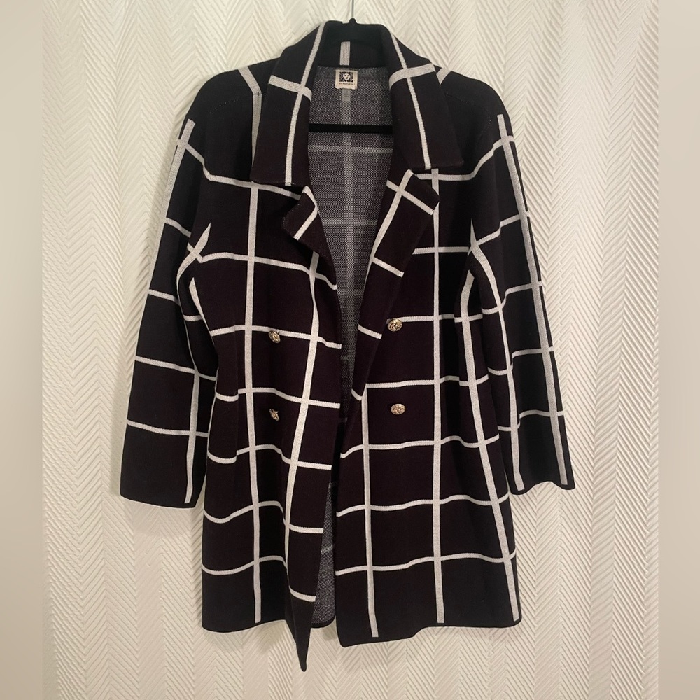 Anne Klein Checked Sweater Jacket